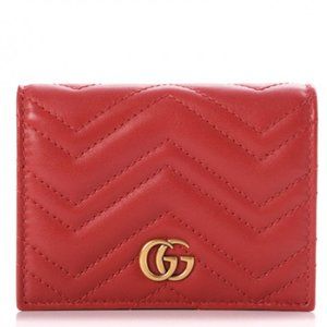 GUCCI Calfskin Matelasse GG Marmont Passport Case In Red